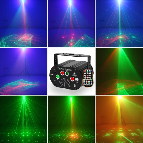 ALIEN RGB 미니 DJ 디스코 레이저 라이트 프로젝터, USB 충전식 LED UV 사운드 스트로브 무대 효과 웨딩 크리스마스 휴일 파티 램프 5