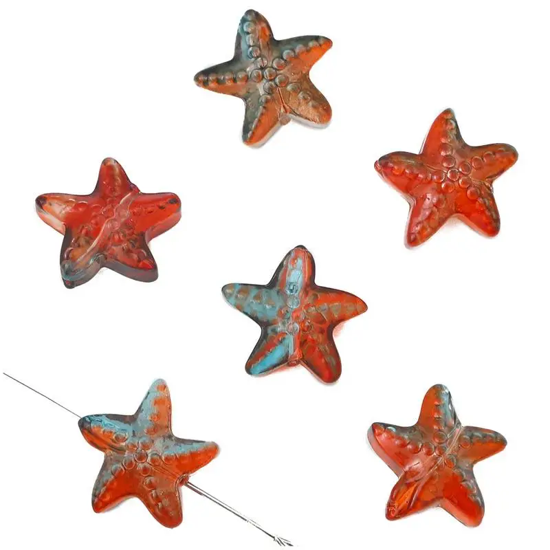 주얼리 제작용 유리 별 루즈 비즈, 불가사리 스페이서 비즈, DIY 팔찌 목걸이 펜던트, 주얼리 제작 액세서리, 10 개