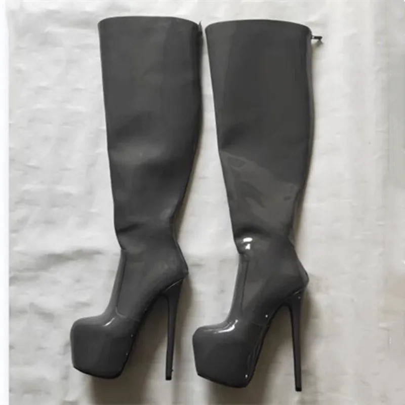

Minan Ser Fashionable women's boots.About 18cm high heels. Fashion show banquet shoes. Knee high women's boots. Round toe boots.
