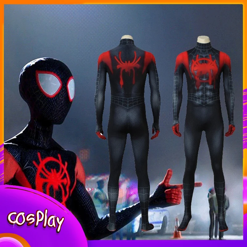 

Anime Spider Man Cosplay Costume Miles Morales Superhero Men's Jumpsuit Halloween Comic-con Props Bodysuit Clothes X-mas Gifts