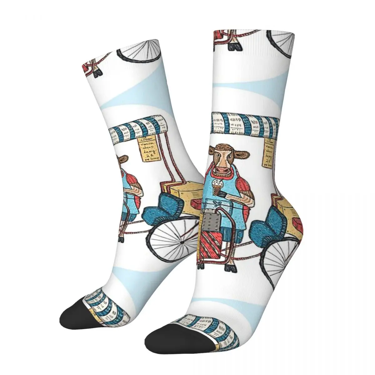 

Happy Vintage Happy Cow Ice Cream Crazy Men's Socks Unisex Harajuku Seamless Printed Funny Crew Sock Boys Gift