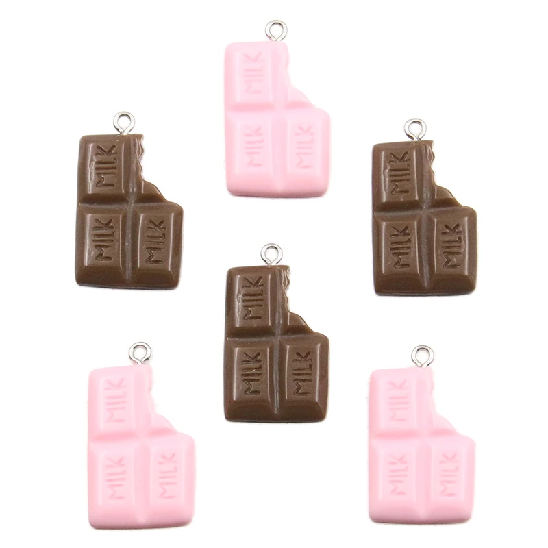 Set of 10 Colorful Resin Chocolate Charms for DIY Jewelry & Accessories