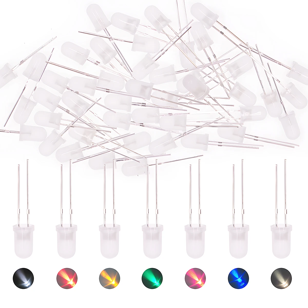 LED Light Kit 5mm LED Diodes Assortment F5 White Green Red Blue Yellow Orange