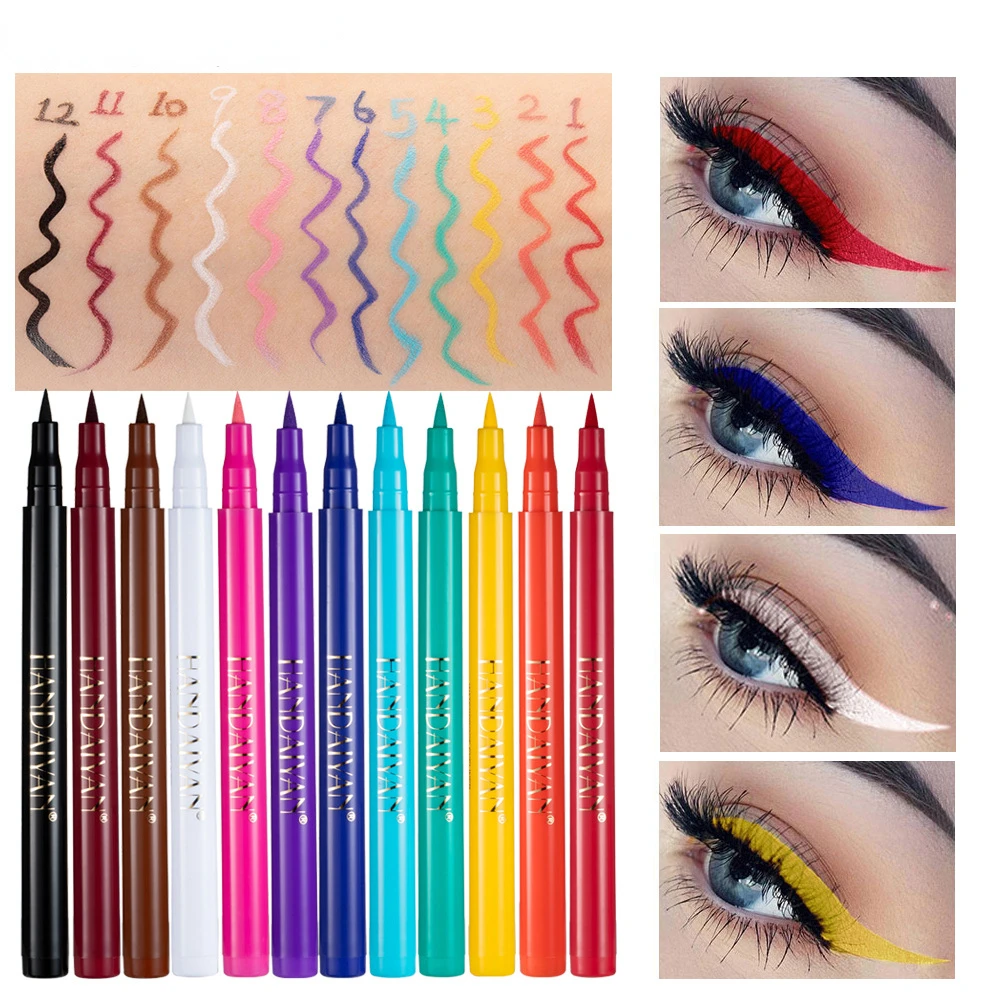 

12 Colors Eyeliner Liquid Pencil Waterproof Easy To Wear Make Up Matte Eye Liner Blue Red Green White Gold Brown Eyliner