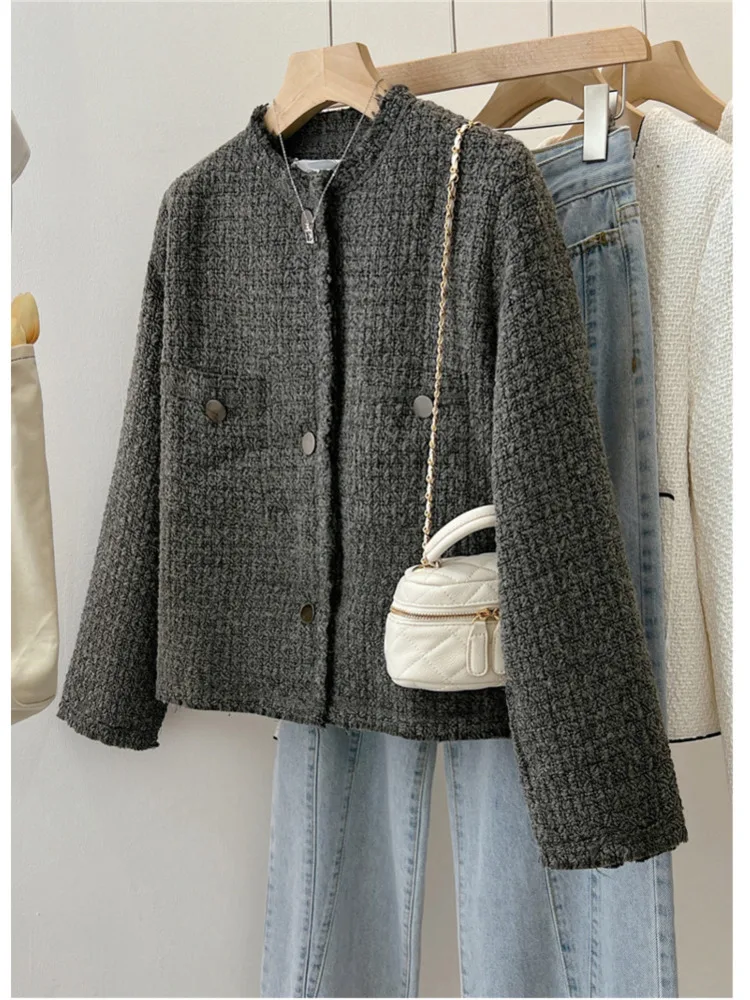 

20223 Autumn French Vintage Fragrance Tweed Coats Office Ladies Elegant Long Sleeve Runway Designer Coats Korean Streetwear Coat