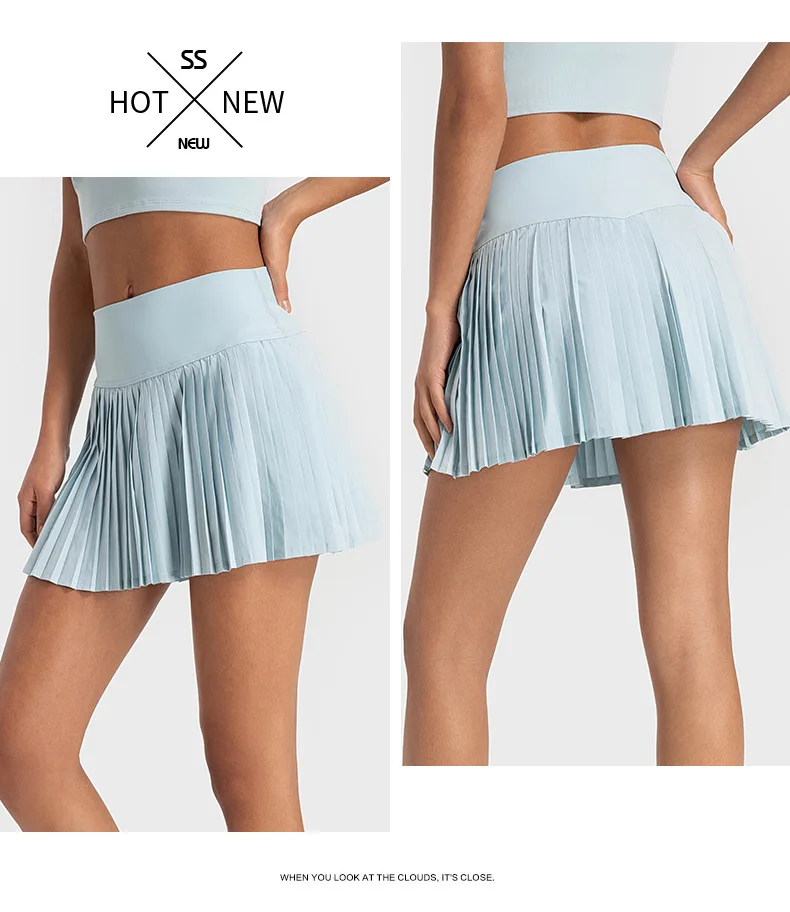 Female Mini Skirts Running Skirts Sports Skirts Women Sports Tennis Skirts High Waist Tights Yoga Tennis Shorts Dress With Pockets Pleated Pocket Skirt Anti-Exhaust Quick Dry