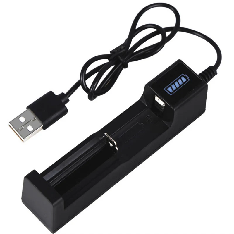 Lithium Battery USB Charger Adapter LED Smart Charging Ring Universal 1 Slot For 18650 26650 14500 Lithium Battery Charger