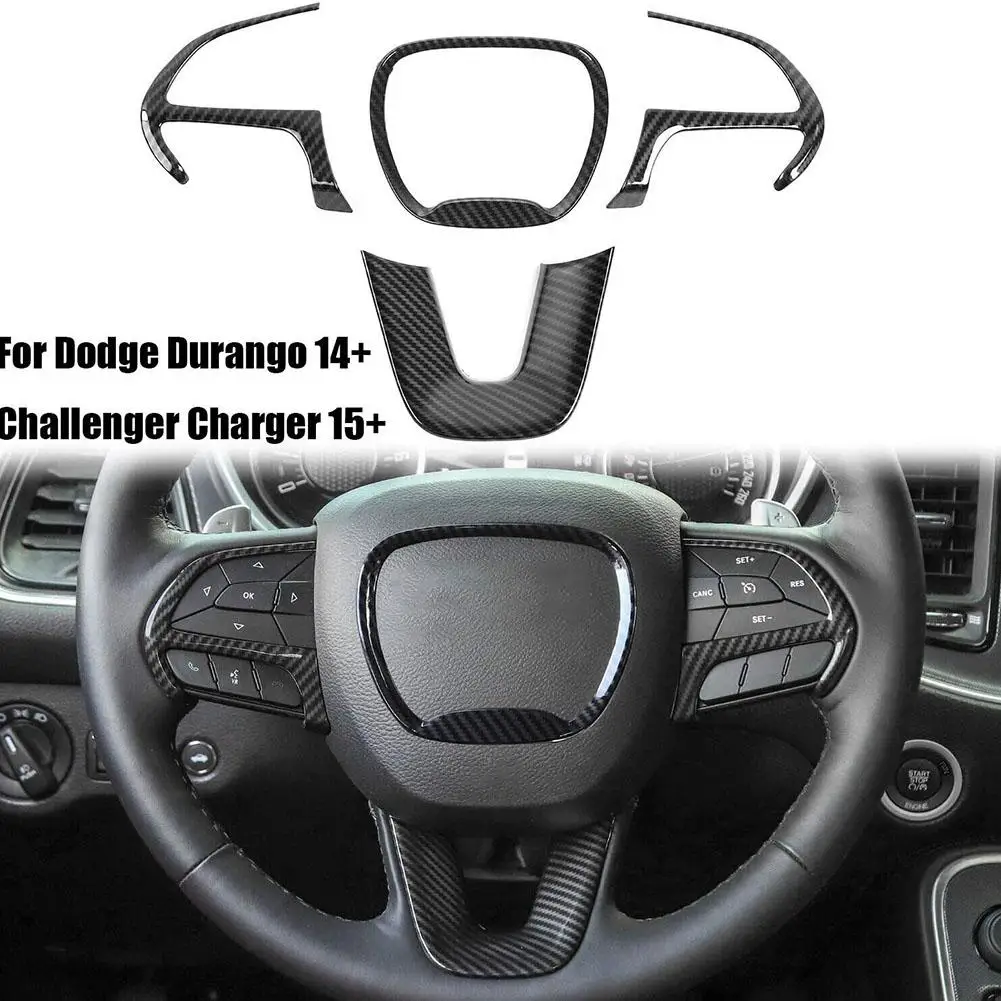 

Carbon Fiber Steering Wheel Trim Cover Decor Trim Sticker For Dodge Challenger Charger 2015+ Interior Decoration Accessories