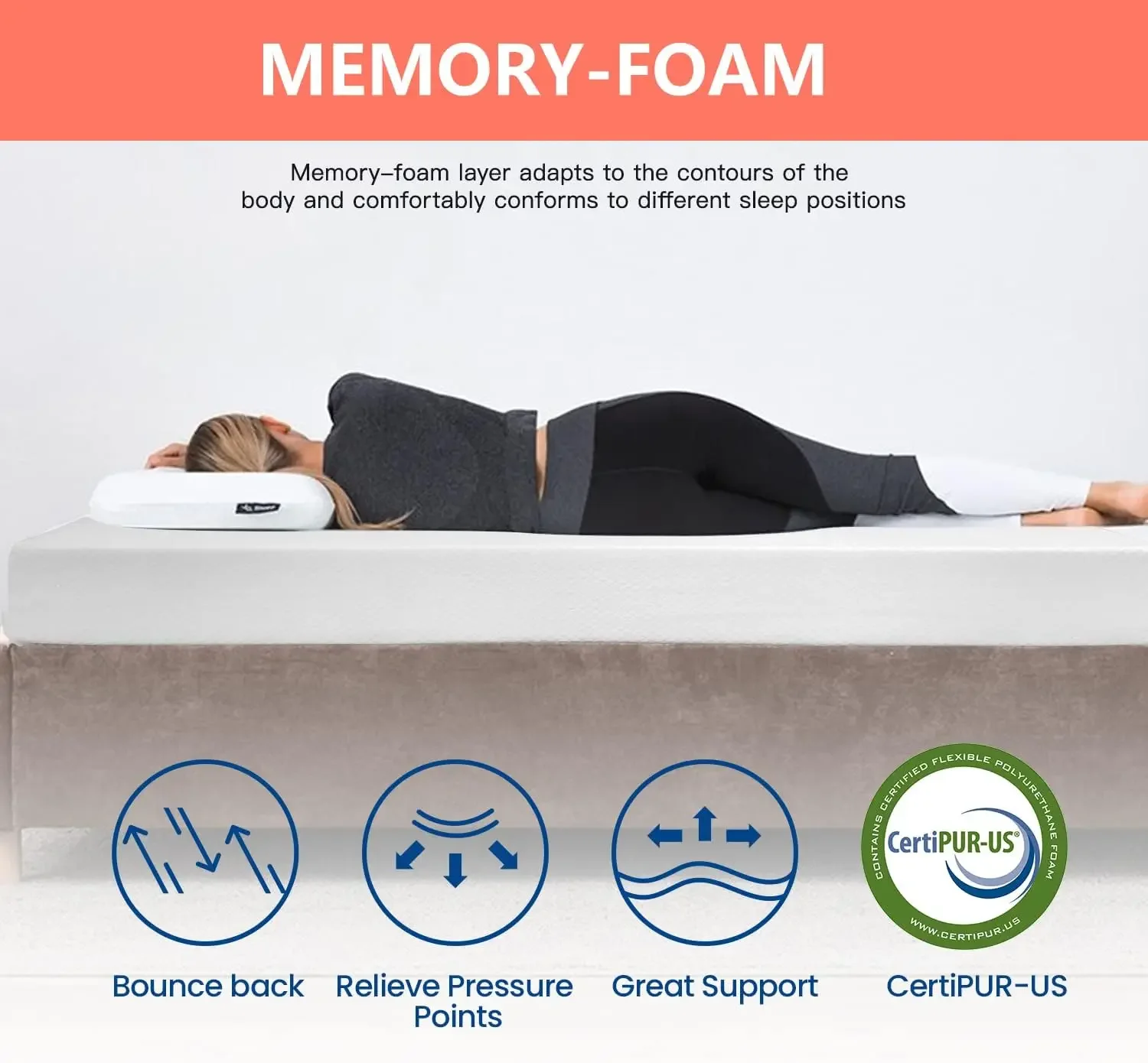 5 Inch Gel Memory Foam Mattress Medium-Firm Mattress for Pressure Relief & Cooler Sleep Mattress for Kid Adults CertiPUR-US Cert 3