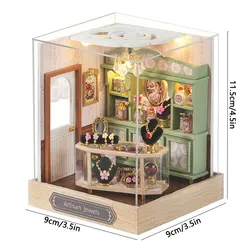 Charming DIY Miniature Bedroom Kit with Dust Cover - Wooden Craft Gift Set (QT - 161 with cover)