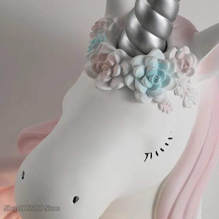 Nordic Simple Lovely Unicorn Led Wall Lamp Bedroom Bedside Lamp Girl Pink Creative Room Sconce Wall Lights Cartoon Unicorn