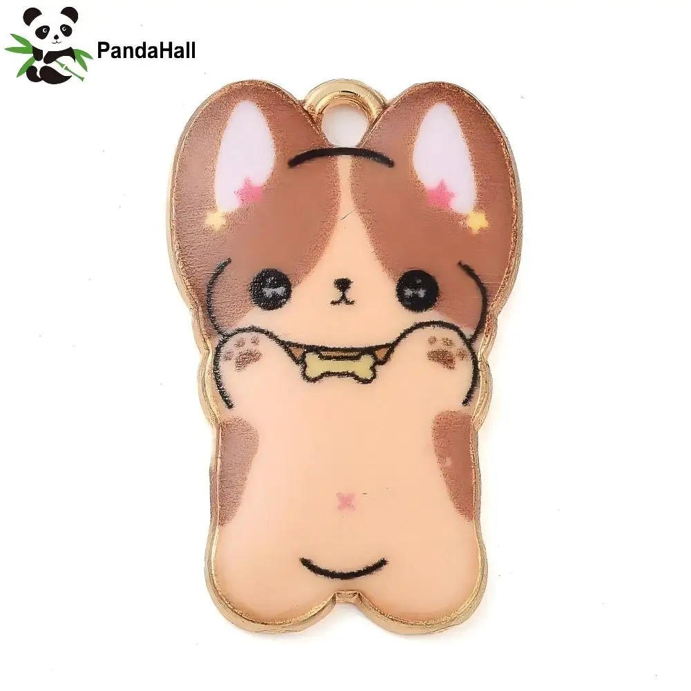 Pandahall 100 Stück Emaille-Hunde-Charms, niedliches Tier, Haustier, Welpe, baumelnde Charms für DIY-Halsketten-Schmuckherstellung
