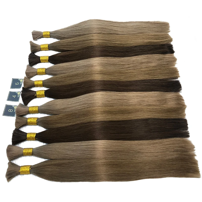 Straight Bulk Hair Blond Color Human Hair Bulk High Quality 50g 100g/pc Virgin Remy Natural Blond Color Machine Made