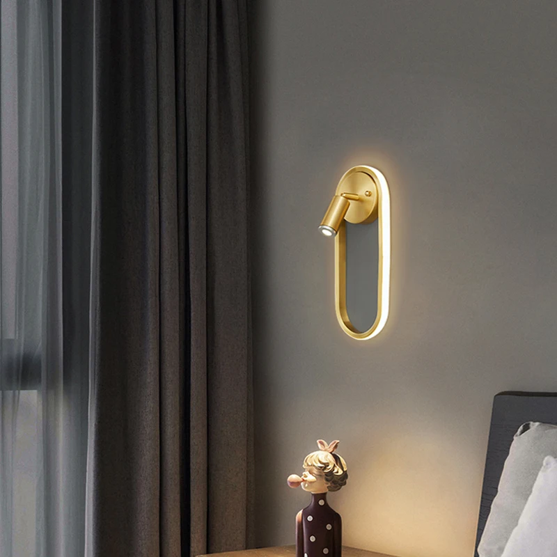 Nordic Copper Oval Wall Light with spotlight 4 Nordic Copper Oval Wall Light with spotlight 4