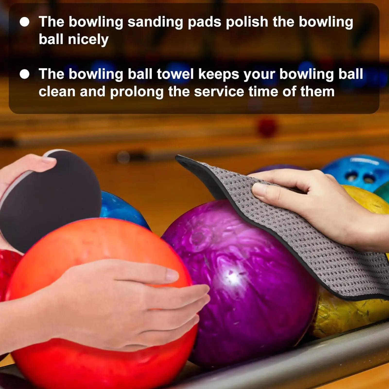 Kit per lucidare le palle da bowling, accessori per la pulizia portatili, universali e riutilizzabili per l'allenamento quotidiano, le competizioni e l'intrattenimento domestico - immagine 2