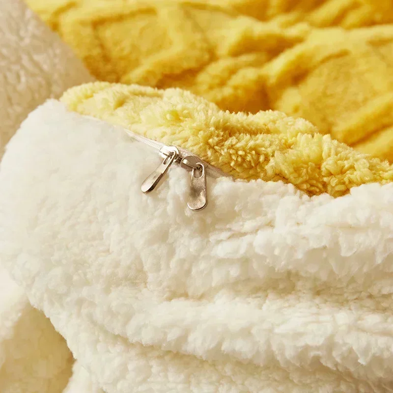 Duvet Cover Warmth Duvet Cover Dual Use Blanket Artificial Cashmere Warm Winter Blanket Soft Cozy Fleece Quilt Cover Plush Blankets for Beds