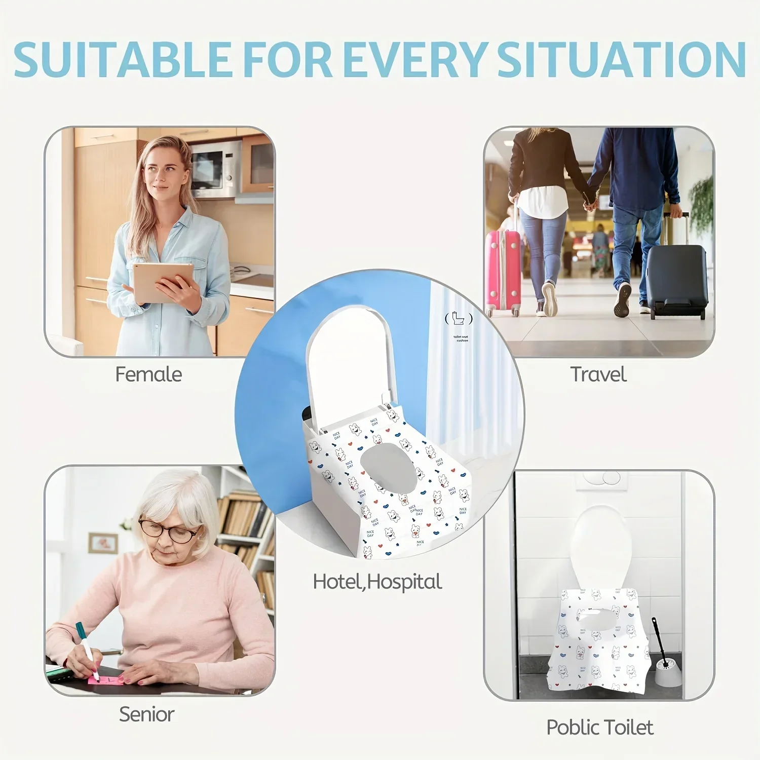 70/40/10Pcs Disposable Toilet Seat Covers Travel Public Bathrooms Airplane Hygiene Universal Fit All Ages Potty Training
