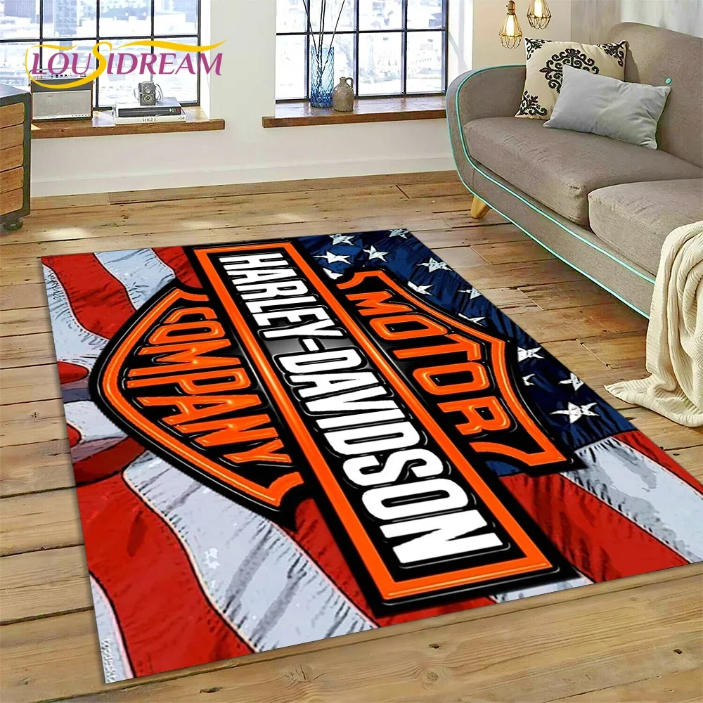 HD H-Harley Davidson Motorcycle Carpet Rug for Home Living Room Bedroom Sofa Doormat Decor,kids Play Area Rug Floor Mat