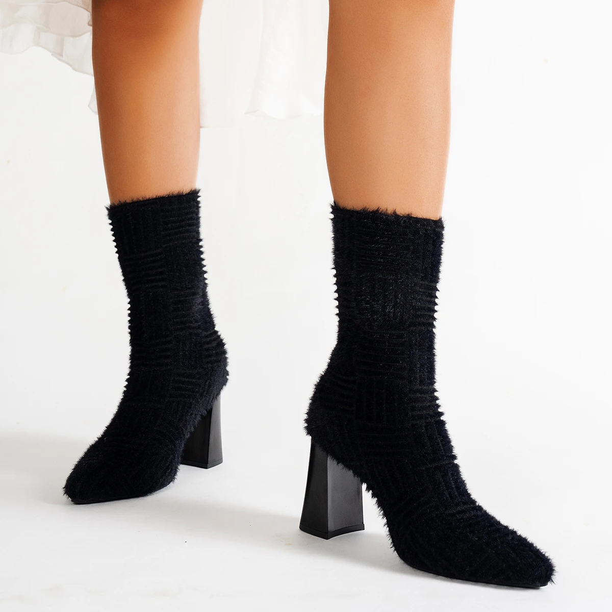 Aphixta Black Sock Boots Sexy Women Ankle Boots 8.5cm Super High Heels Elastic Footwear Shoes Women zapatos mujer 2024 tendencia