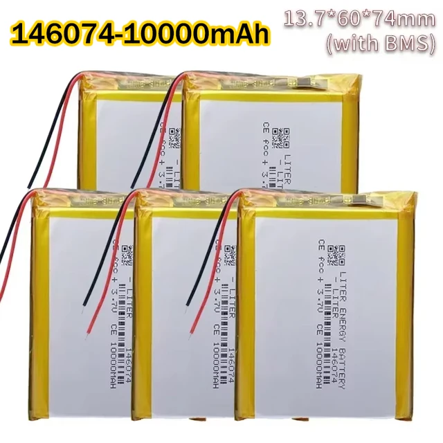3.7V 10000mAh 146074 Li-polymer Battery 136074 Rechargeable Polymer Lithium Batteries for Power Bank Toy GPS Laptop Lights Diy