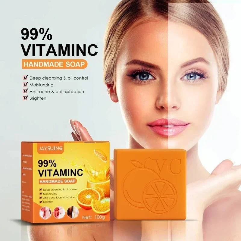 Vitamin C Orange Essence Skin Whitening Soap100g Skin Brightening Gentle Knee Knuckle Elbow Face Body Dark Spot Remover Soap Bar