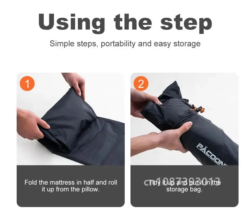 Description Picture 6 of itemOutdoor Camping Sleeping Pad Folding Sleep Mat Beach Inflat Mattress with Pillows Ultralight Air Mat Travel Hiking New