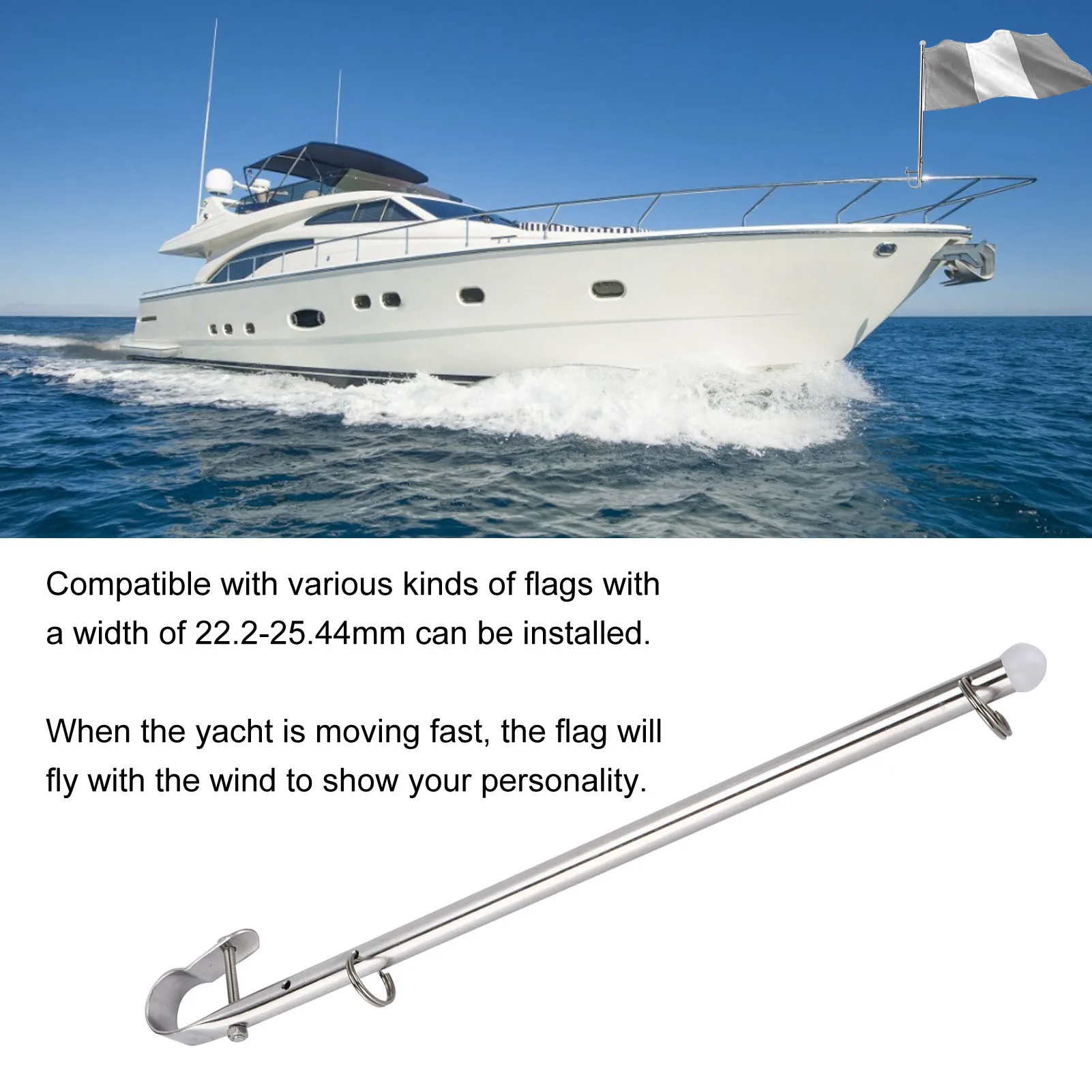 40cm157in304StainlessSteelYachtsBoatsFlagPoleDeckFlagPole