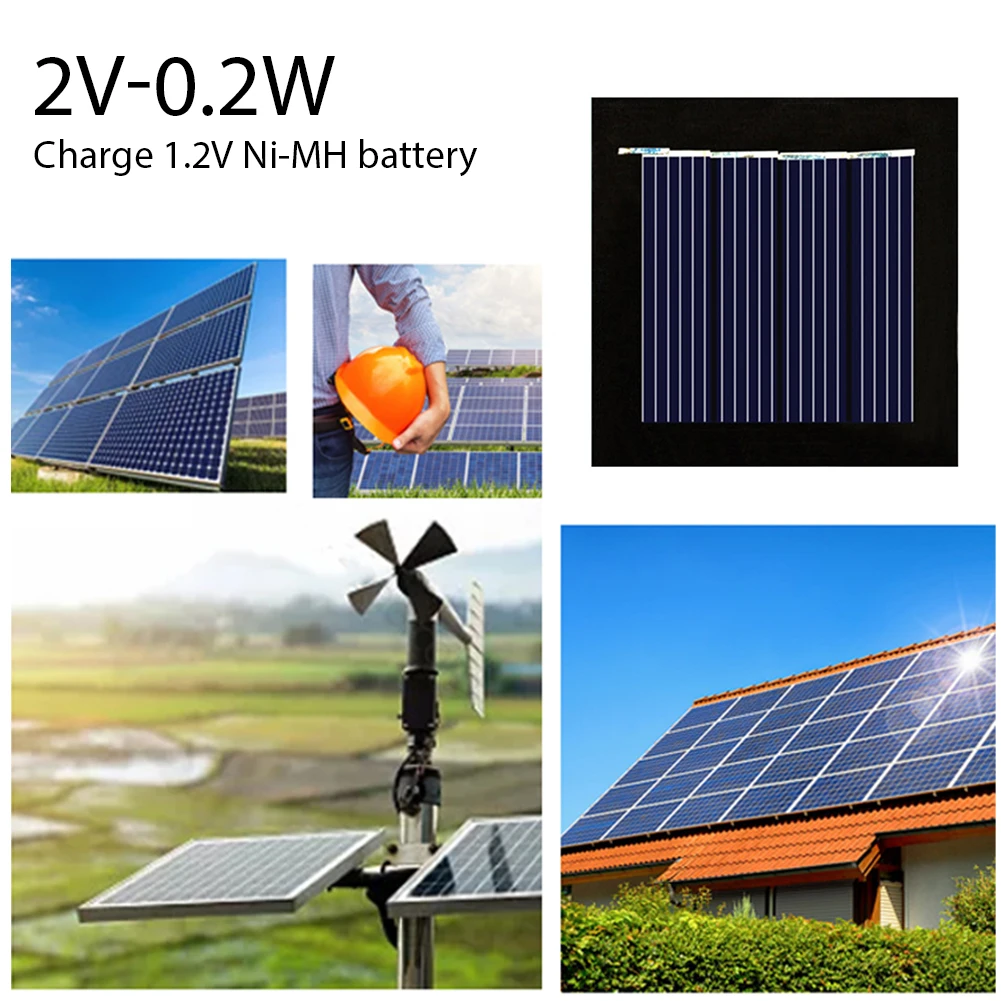 2V 0.2W 100mA Solar Panel DIY Charge Module Mini Polycrystalline Solar Cell 