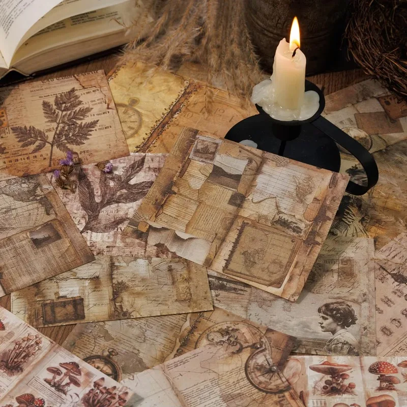 30Pcs material paper Retro collection vintage butterfly handbook decoration collage pack Old Book Plants Scrapbook 153*138MM 5
