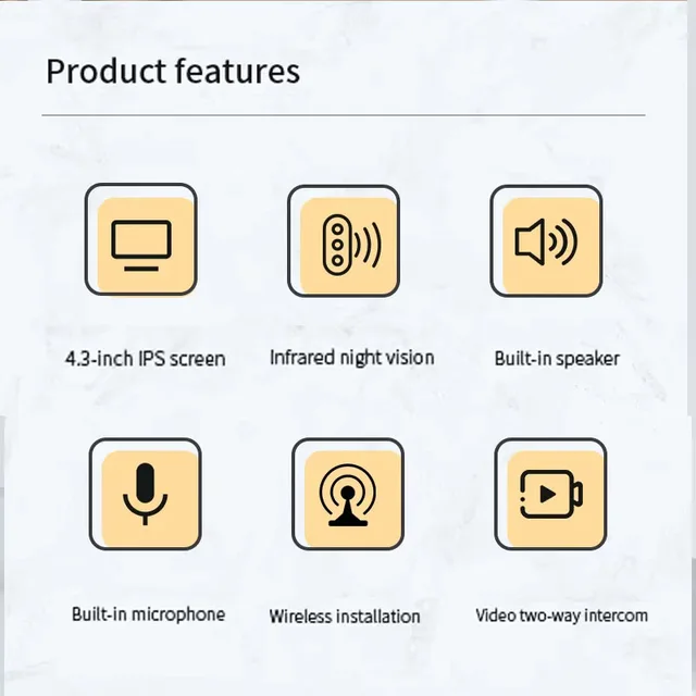 Wireless Intercom Doorbell with Screen HD Video Smart Home Monitor Night Vision Two-Way Audio Security doorbell Visual camera 2