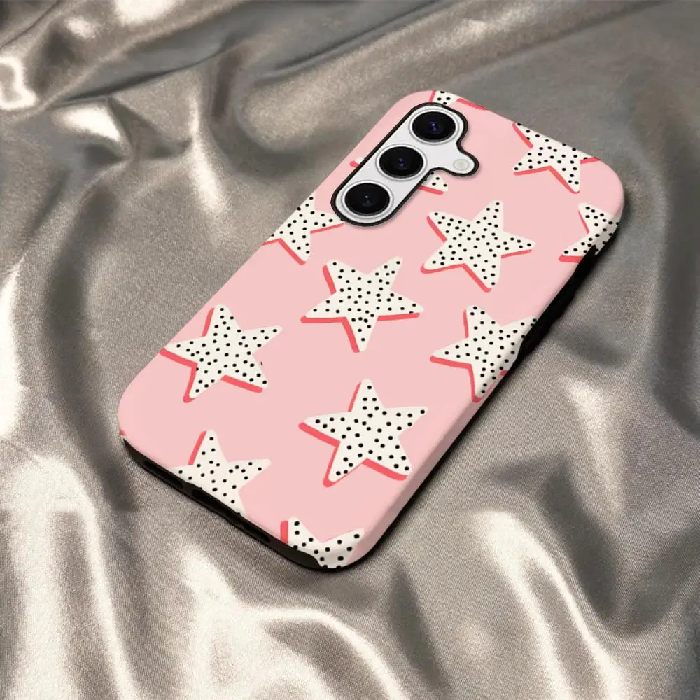 Glossy HD Hard PC Cover - Preppy Stars Pink Phone Case