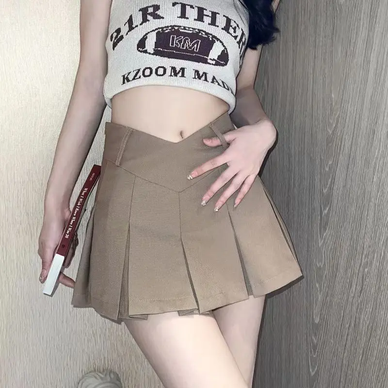 Pleated Skirt with Shorts Women Sexy High Waist Irregular White Black A-line Gyaru Tennis extreme Mini Skirt School