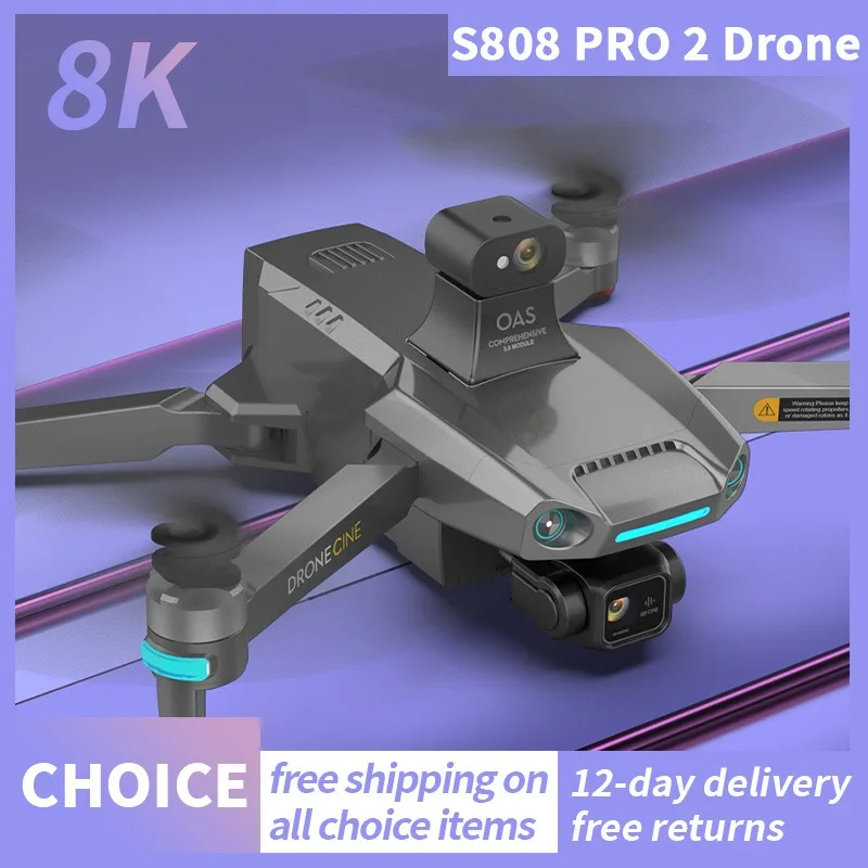 

NEW S808 PRO 2 Drone 3-axis Anti-Shake Gimbal Obstacle Avoidance 5G GPS Professional 8K Dual Camera Wifi FPV RC Brushless 3500M