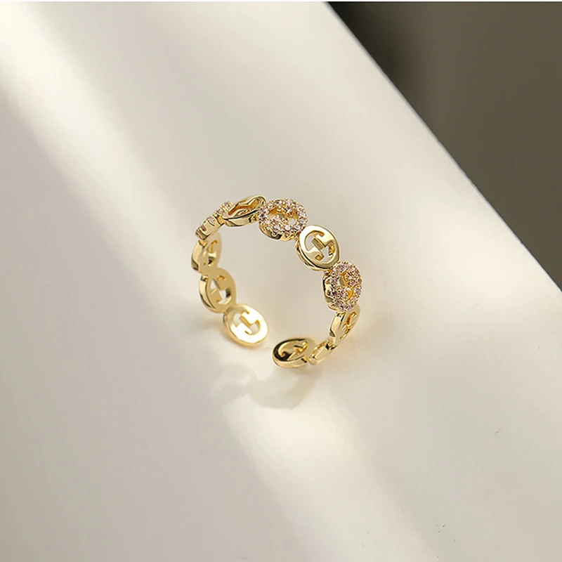 Korean Fashion Trendy Light Luxury Adjustable Ring Women's Niche Design Word Personality Index Finger Ring Jewelry Accessories - 3