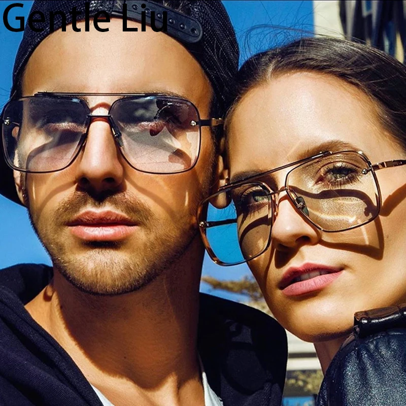 Occhiali Da Sole Senza Montatura In Metallo UV400 - Modello Quadrato Uomo Donna, Lenti Sfumate - 3