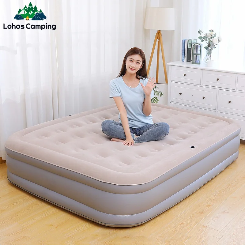 

Lohascamping Double camping inflatable Air Mattress home flocked 40cm thickened single air cushion bed portable outdoor Mattress