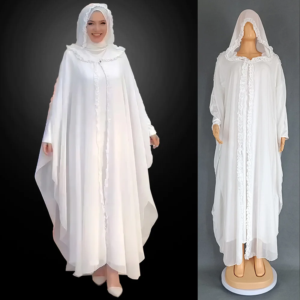 New Elegant Abaya Dubai Dress Muslim Turkey Arabic African Party White Maxi Dresses for Women Evening Islam Clothing Robes 2024 2024 new women s muslim fashion abaya long dresses women with sashes islam clothing abaya ruffle dresses for women musulman