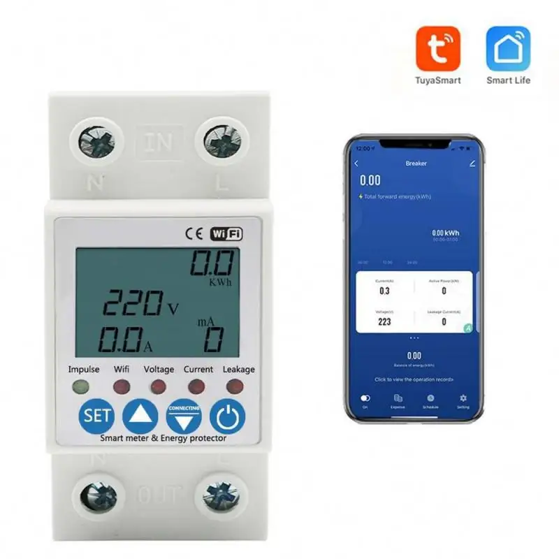 

WiFi Prepaid Meter Smart Meter Smart Switch Over Under Voltage Protector Residual current protection Remote control by Tuya APP