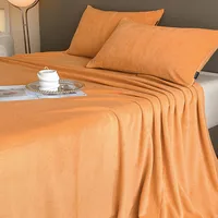 3Pcs Solid Color Velvet Bed Sheet Set Winter Warm Cozy Soft Luxury Flannel Flat Sheet with 2 Pillowcases Queen Size Bedding Set 4