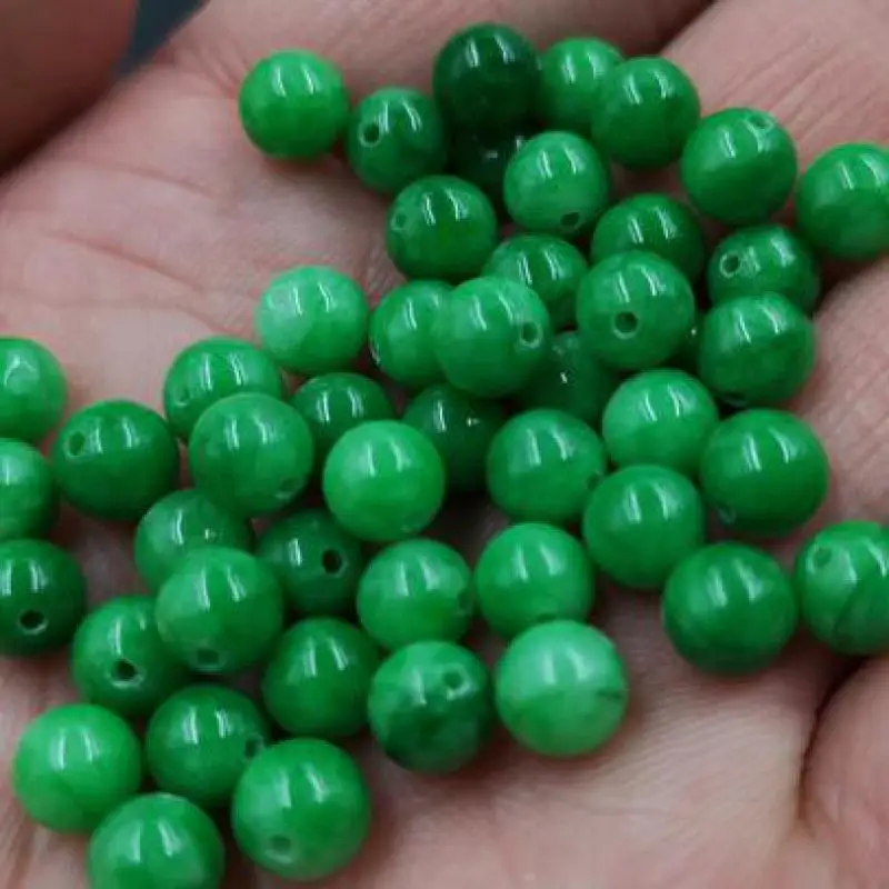 

4/6/8mm Natural Green Jades Stone Myanmar Jadeite Beads For Jewelry Making Diy String Bracelet Beaded Necklace Charm Accessories