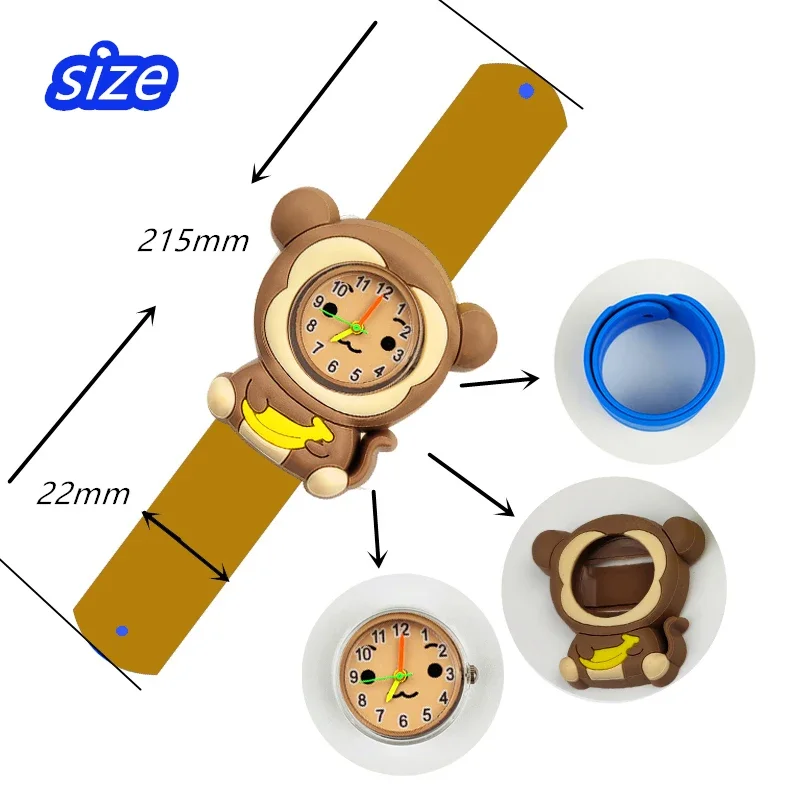 Cartoon Children Watches Baby Study Time Toy Bracelet Kids Slap Watch for Boys Girls Birthday Gift Clock （Free Stickers Battery） 6
