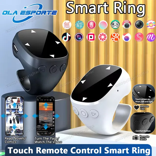 New Smart Fingertip Ring Remote Control Wireless Bluetooth Mobile Selfie Mice Selfie Video Automatic Page Turner Browsing 2025