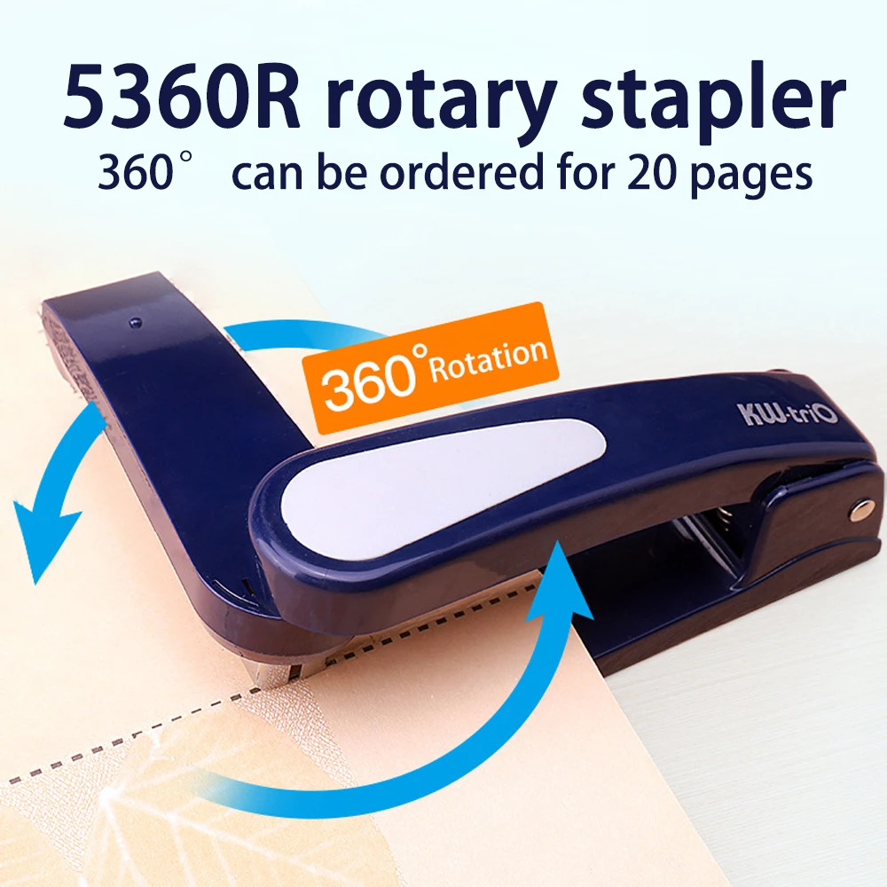 360 rotatable Heavy Duty Stapler Use 24/6 Staples Effortless Long Stapler School Paper Staplers Office Bookbinding Supplies hand stapler metal stapler rotary stapler dual mode stapler rotatable stapler