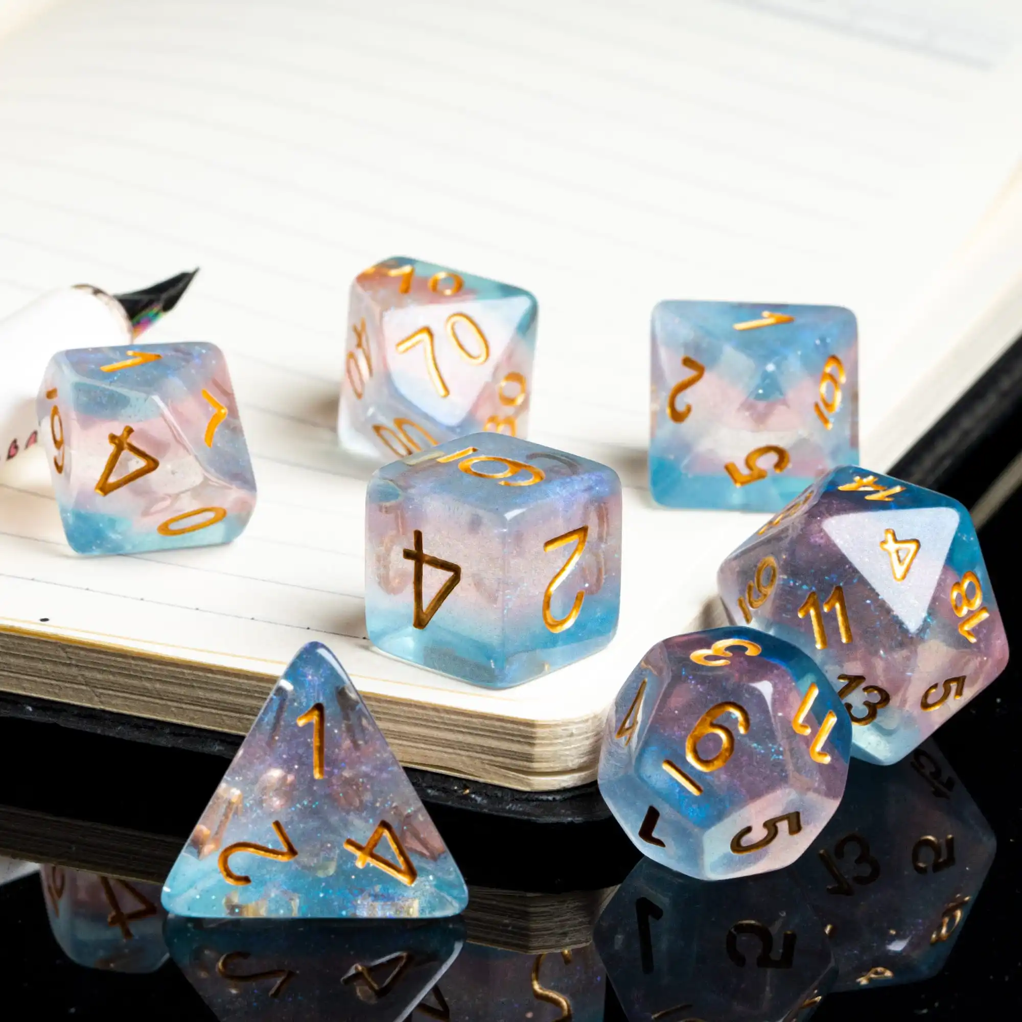 Dice Set Game Dice Pride Flag Dice D4-D20 Polyhedral 7Pcs for Role Playing Game Board Games