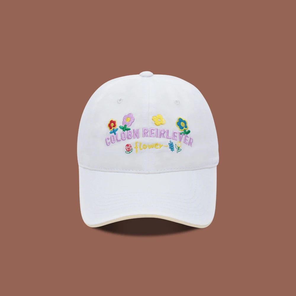 Baseball cap new style flower yellow letter embroidery baseball cap for women sweet versatile soft top duckbill captiki 6