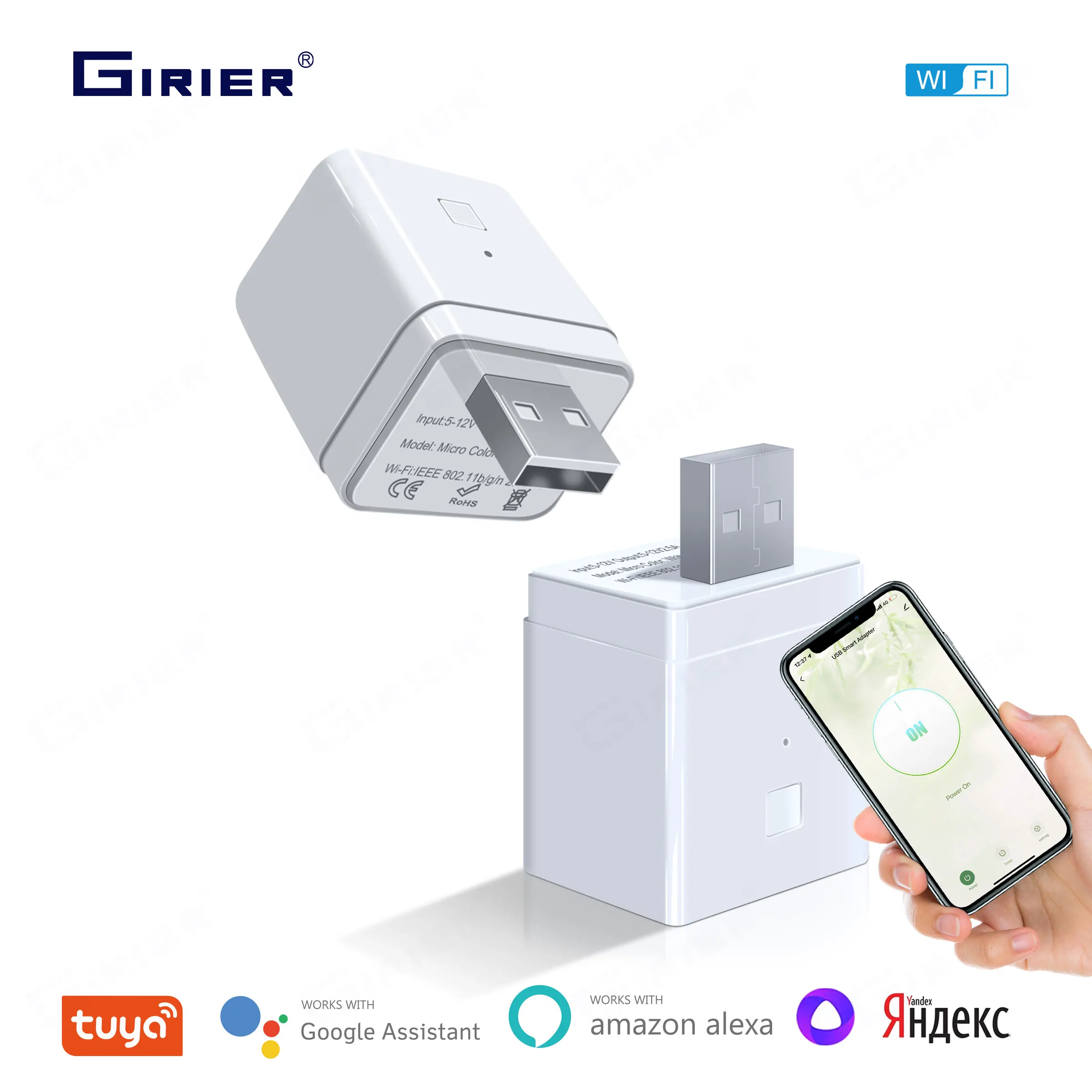 Girier Tuya Smart Micro Usb Adapter Switch 5V Wifi Mini Usb Power Adapter Funziona Con Alexa Alice Hey Google Per L'Automazione Domestica
