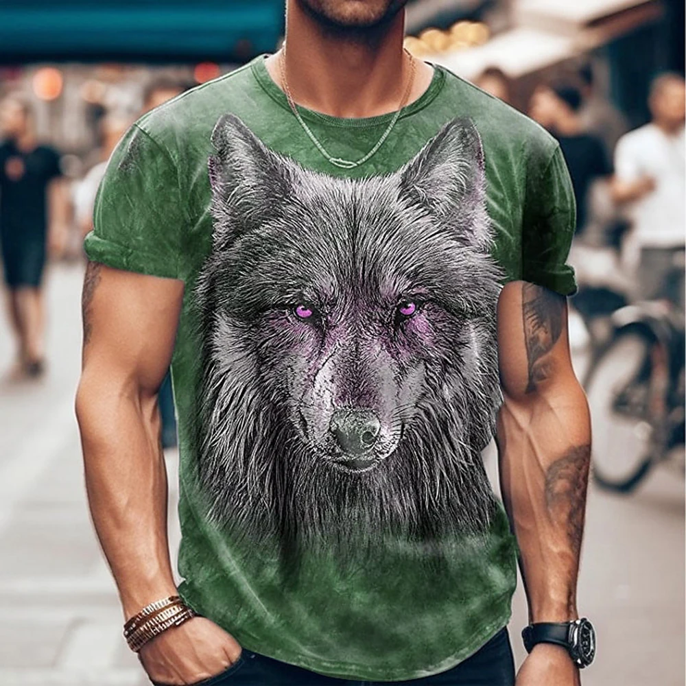 

Новая Винтажная Футболка с принтом головы волка Мужская дышащая модная спортивная летняя повседневная майка с коротким рукавом Мужской Топ