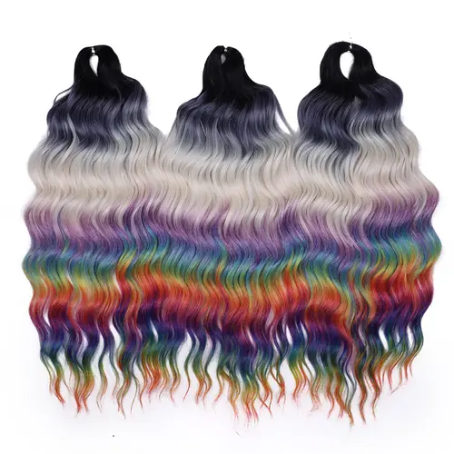 Anna Synthetic Hair 24 Inch Water Wave Braiding Hair Extensions Ombre Blonde Deep Wave Afro Curl Twist Crochet Hair for Women - Image 12