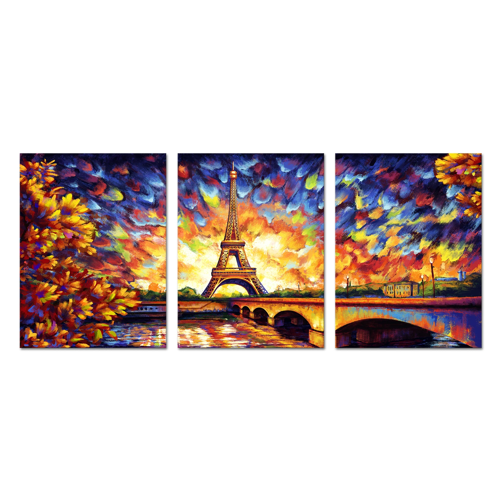

3 Pieces Eiffel Tower Posters Home Decor Paris Landscape Print Canvas Painting Modern Style Picture Living Room Wall Art