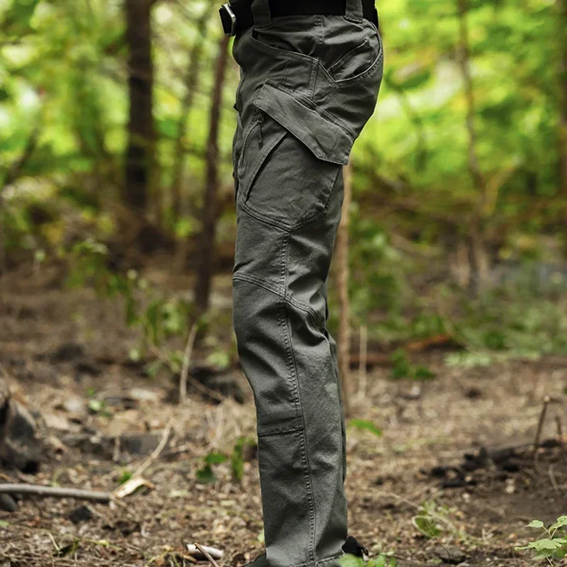 IX9 Tactical Pants Tear-Proof Cargo Pants Stretch Flexible Men's Casual Multi Pockets Black 97% Cotton Trousers XXXL
